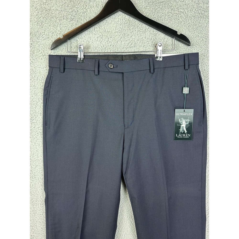 Lauren Ralph Lauren Pants Mens 35x32 Navy Blue Ultraflex Wool Stretch Dress New
